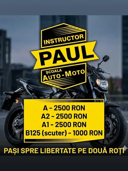 Afiș cu prețurile pentru categoriile A, A1, A2 și B125