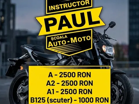 Afiș cu prețurile pentru categoriile A, A1, A2 și B125